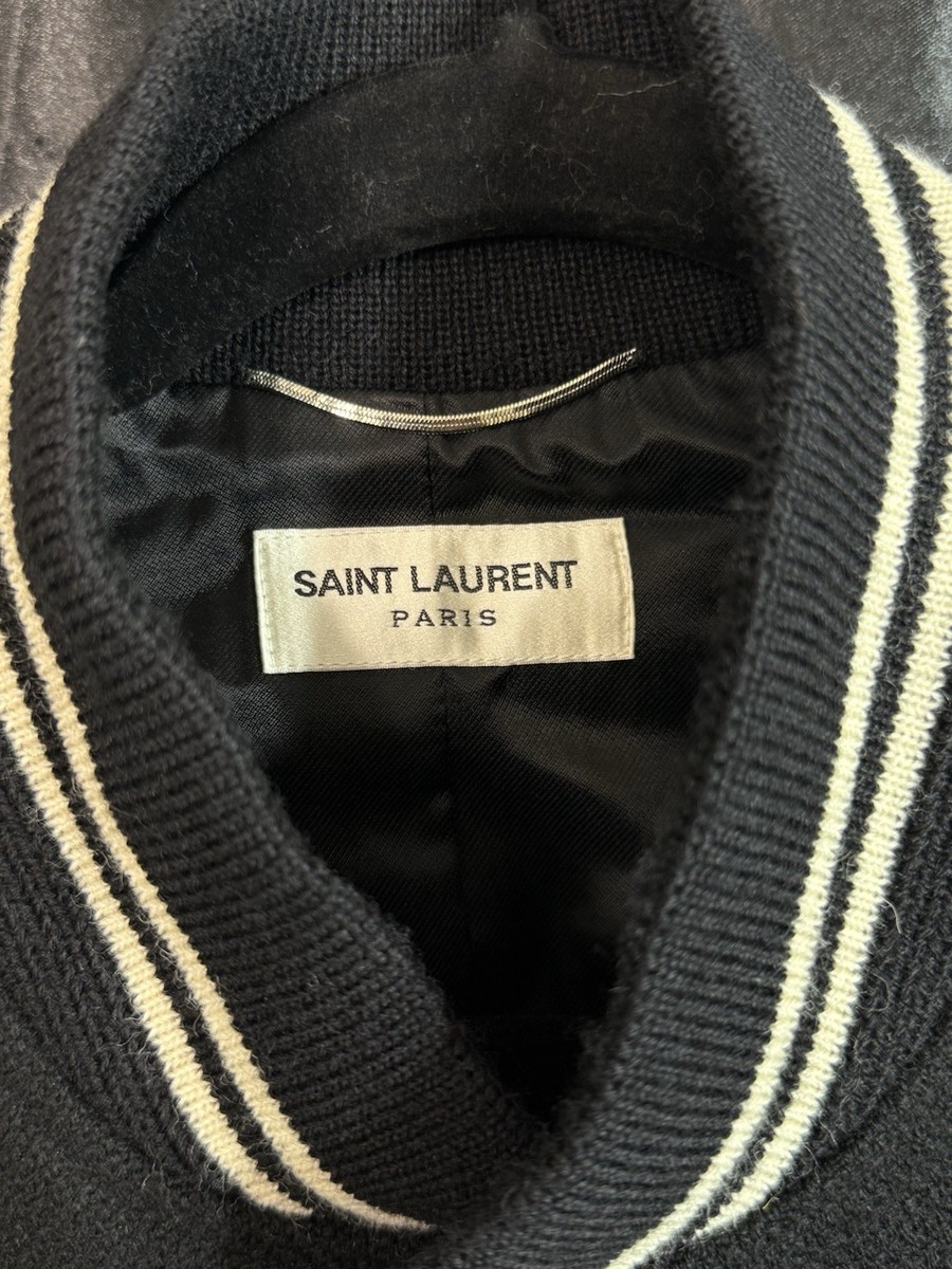 Saint Laurent Teddy Varsity Jacket 52IT / XL Black Hedi Slimane | eBay