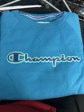 champion teal sweatshirt xs athleticwear crew neck fleece