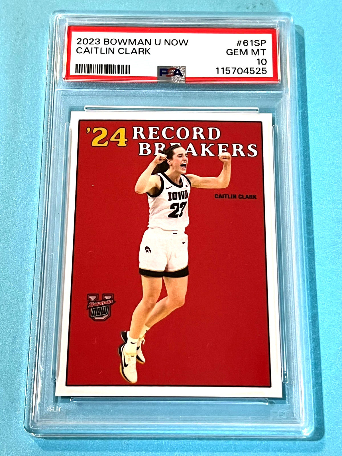 2023 Bowman U Now RED Record BREKR SP /3668 Caitlin Clark #61-SP PSA 10 GMT 4525