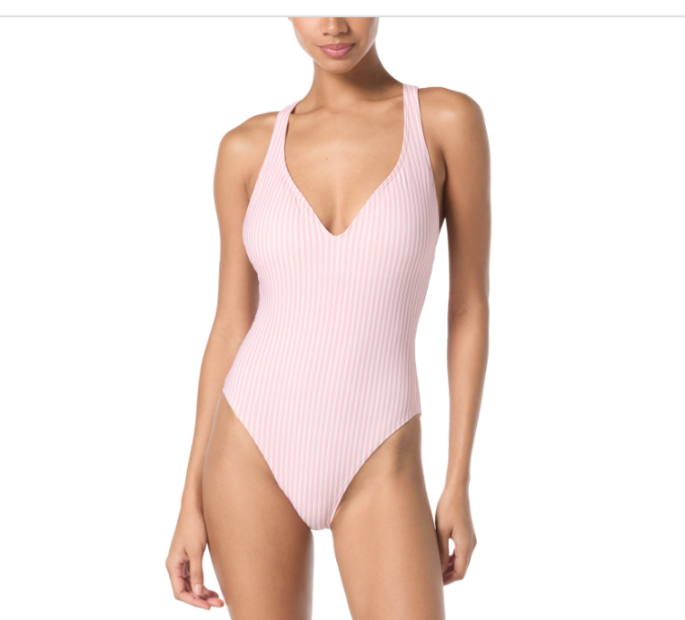 Michael Kors Women Plunging V-Neck Cross-Back One-Piece Swimsuit