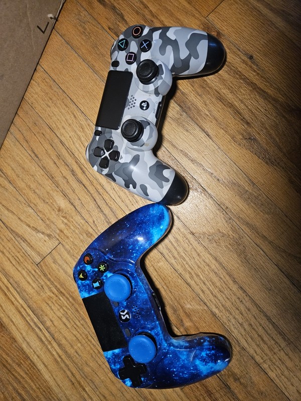 2x PS4 Wireless DualShock 4 Controllers w/ Touchpad Gray Camo & Blue