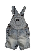 Vintage Oshkosh B'gosh Railroad Striped Pin Stripe Shortalls Overalls Size 18M
