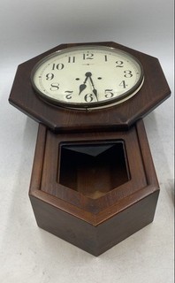Vintage Howard Miller Brown Octagon Schoolhouse Collectible Wall Clock