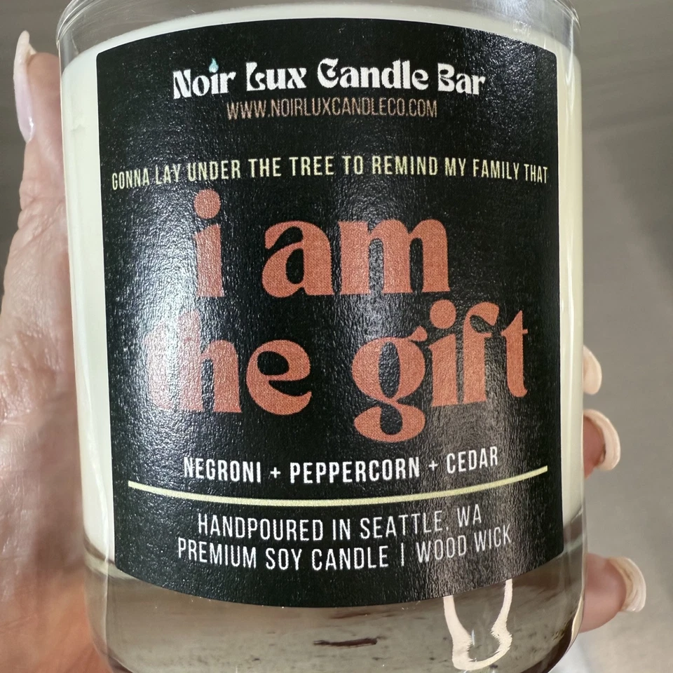 Vela Personalizada 9 OZ Cera Vela de Soja Mecha de Madera Perfumada Negroni Regalo Humor Tapa Foto 3 de 4