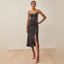 Reformation Marguerite Silk Dress Black Size 0