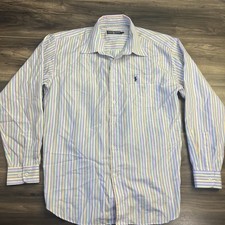 Polo Ralph Lauren XL Blue Yellow Striped Long Sleeve Button Up