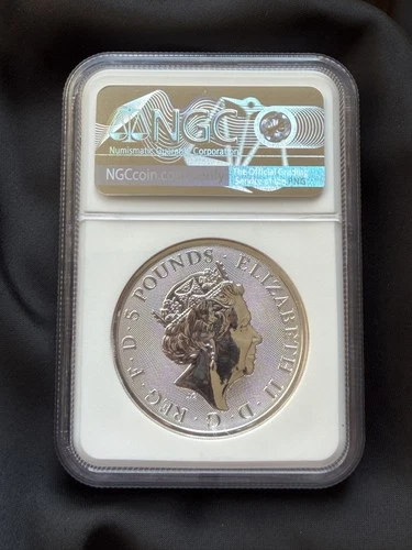 2022 GREAT BRITAIN 2OZ SILVER NGC MS70 QUEEN'S TUDOR BEASTS LION OF ENGLAND - FR