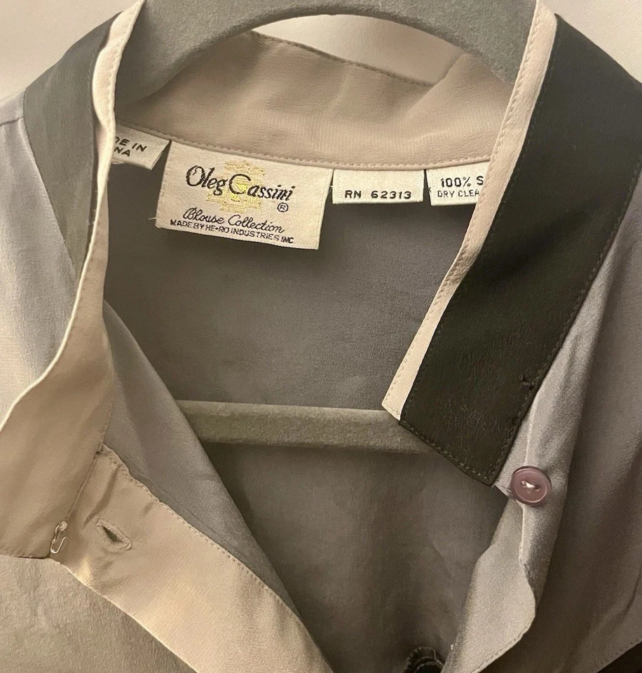 Blusa vintage Oleg Cassini 100% seda colección talla 10 Foto 3 de 4