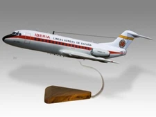 Fokker F28-1000 Fellowship Iberia Desk Wood Airplane New Model Large Scale 1/72