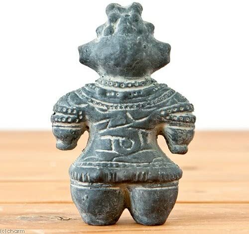 Statua giapponese Dogu Jomon periodo argilla figura in terra bambola nero antico 11,7 cm - Foto 2 di 2