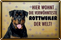 Blechschild Spruch 30X20 Cm Hund Hier Wohnt Die Rottweiler Deko Schild Tin Sign
