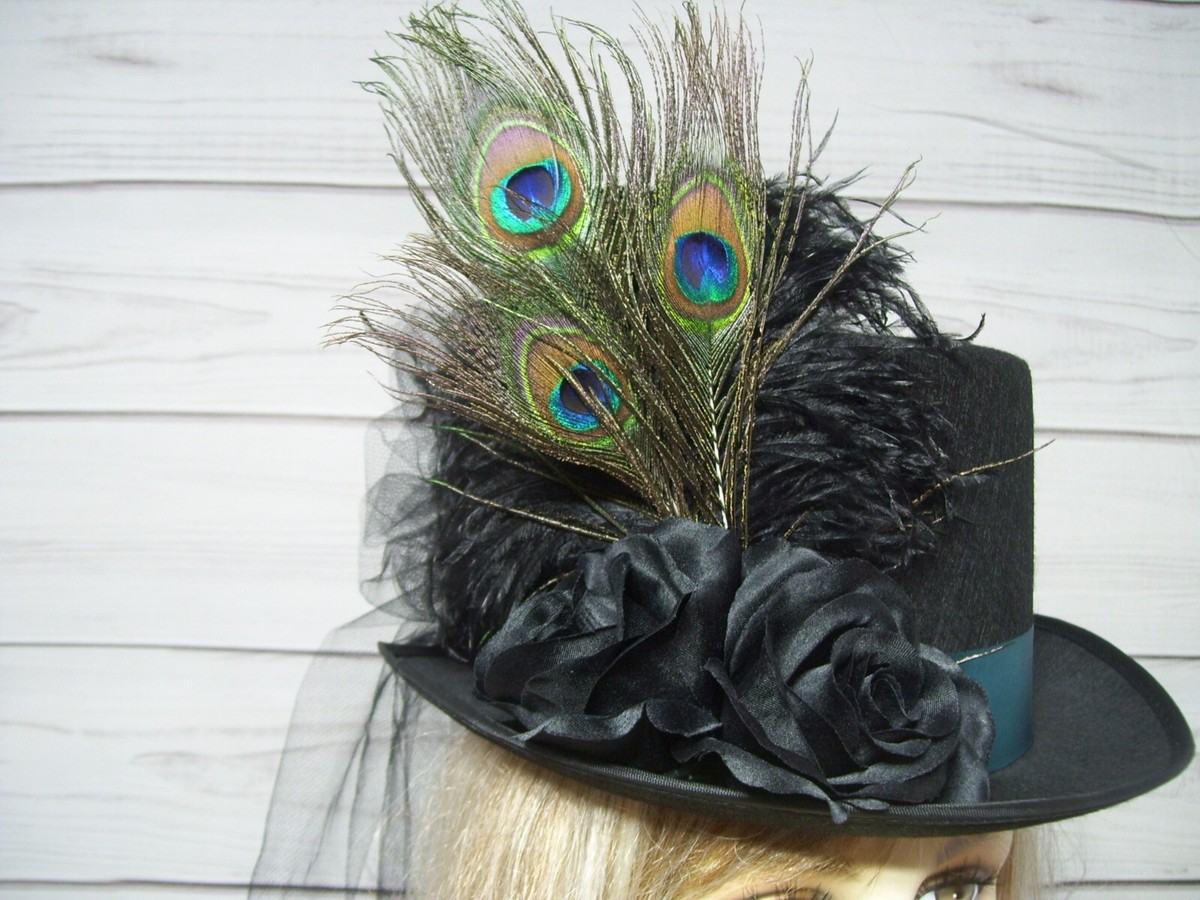 Ladies Black Top Hat, Kentucky Derby Top Hat, Halloween, Mad Hatter Tea  Party