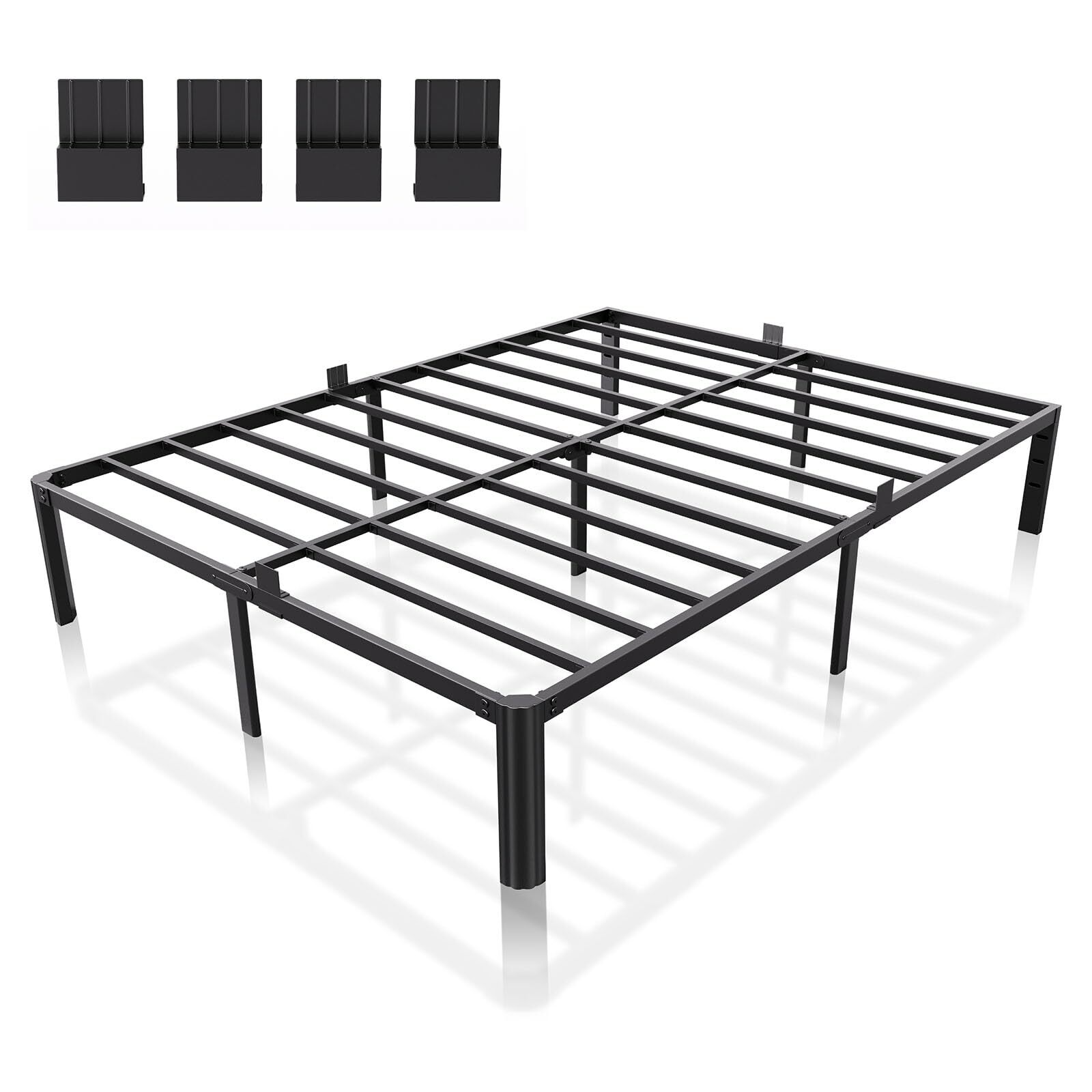 14 Inch Metal Bed Frame Queen Size, Heavy Duty Balck Platform Queen Size Bed ...