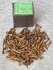 One Box NOS Antique Improved Brassed Cobblers Nails Tacks ~ Size 4/8 