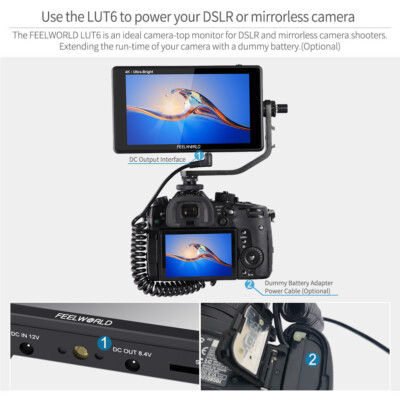 FEELWORLD LUT6 6 inch DSLR Camera Field Monitor 2600nit 4K HDMI