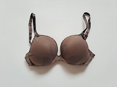 Chantal Thomass Grey Leopard Print Bra Size 34 D