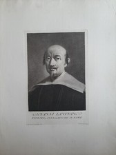 RITRATTO DI "GIOVANNI LANFRANCO" PITTORE PARMA acquaforte 1731-1766 .ROMA