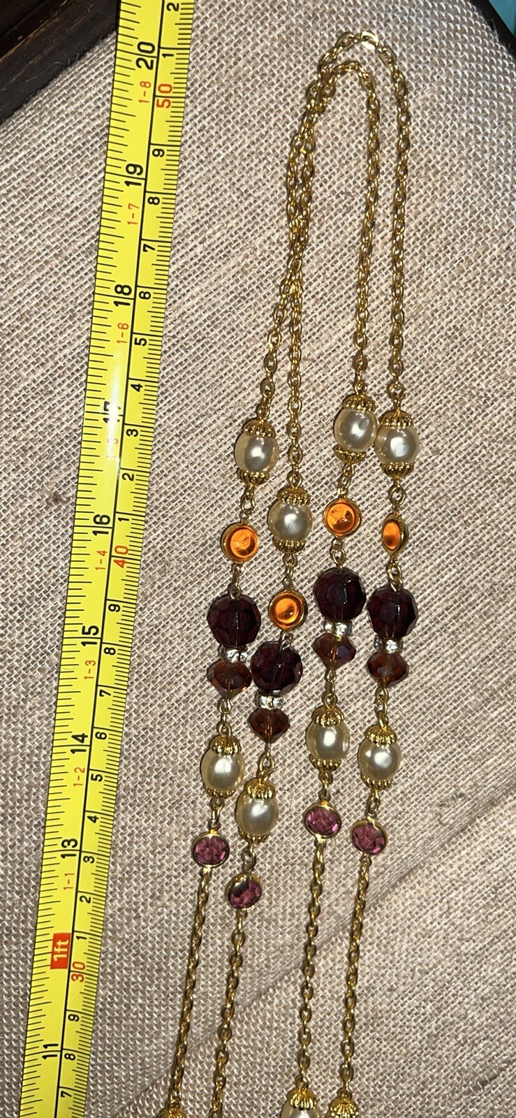 Vintage AFJ Gold Tone Austrian Crystal Beads And Faux Pearl Necklace eBay