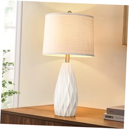 Table Lamp, 25'' Cream White Geometric Finish Table Lamp Modern Crafts whtie-image