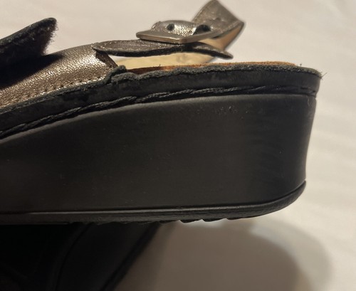 Sandali donna FINN COMFORT Adana peltro pelle metallizzata cinturino zeppa 7,5 US - Foto 9 di 11