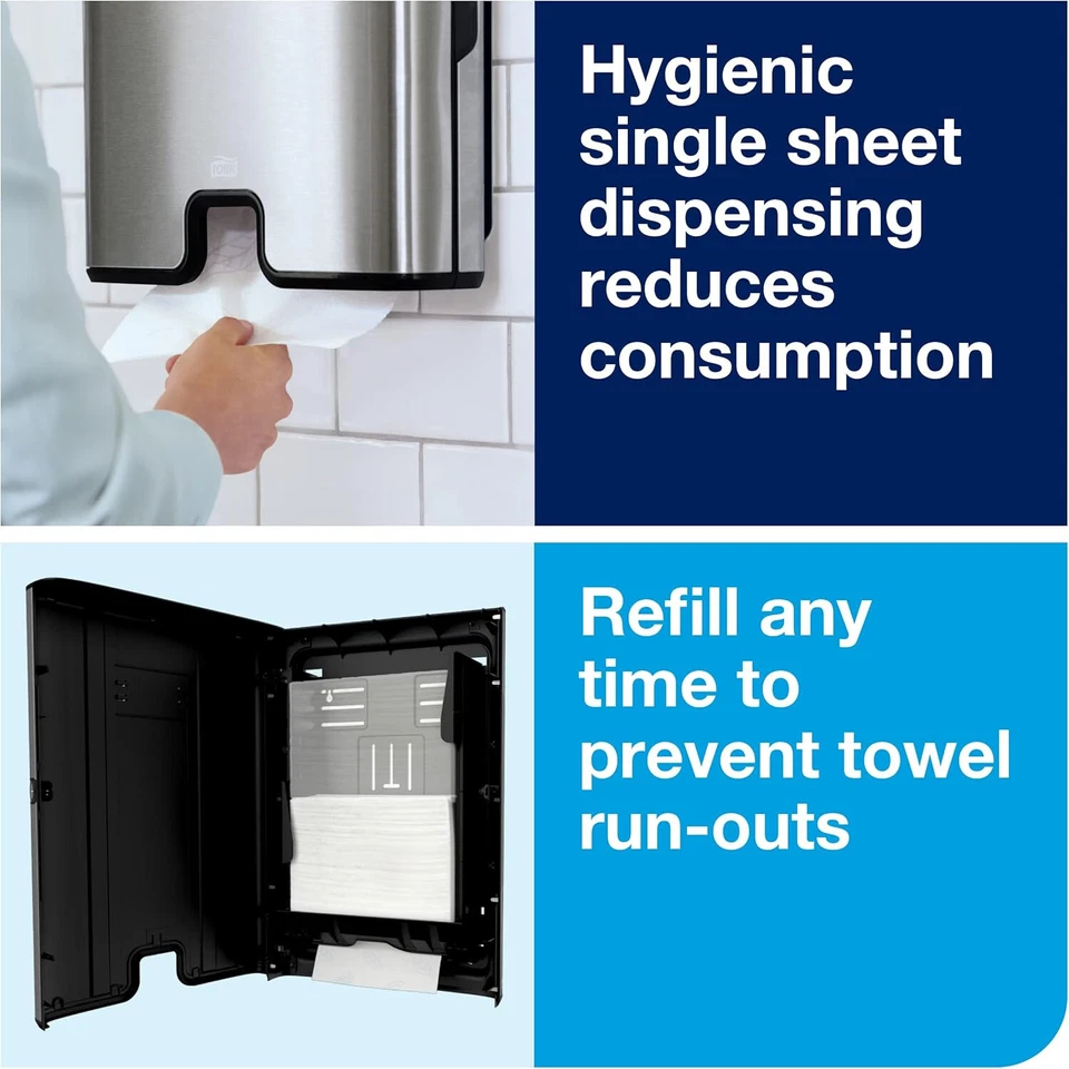 Tork Xpress Stainless Steel H2 Paper Towel Dispenser Wall Mount Bathroom Use - Image 4 of 4