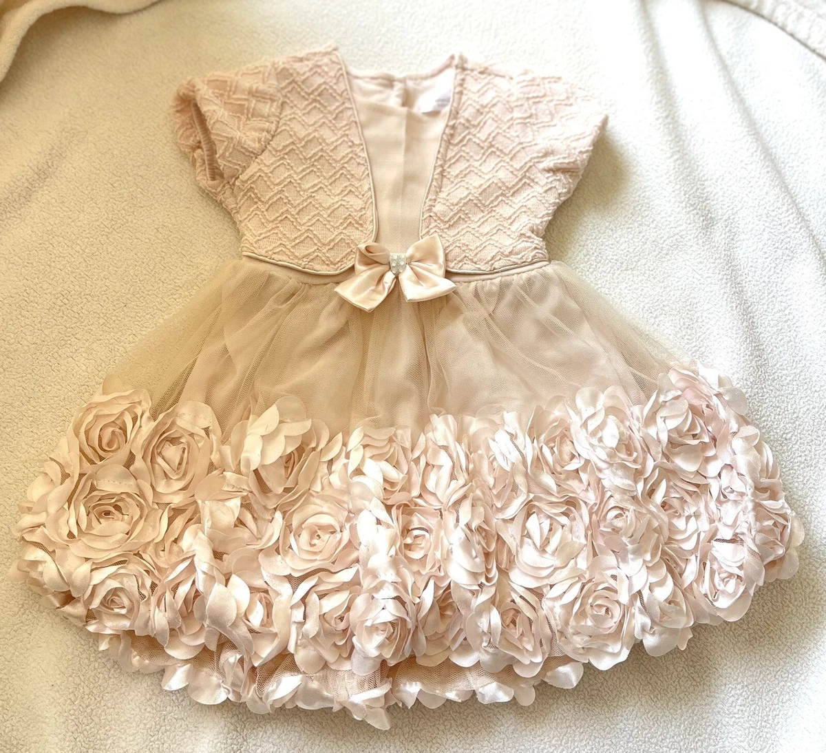 Nanette Baby Dress Blush Champagne Pink Flowers 24M eBay