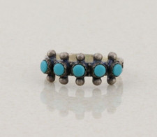 Sterling Silver Natural Turquoise Band Ring Size 5 3/4