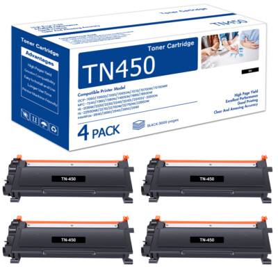4P TN450 Toner Cartridge For Brother DCP-7060 7060D IntelliFax-2840 HL-2270DW