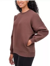TUFF Ladies' Fleece Crewneck BROWN Size XL