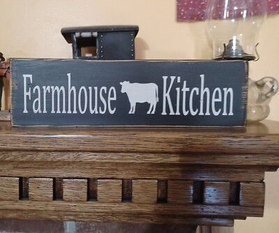 Farmhouse Kitchen Cow Rustic Primitive Sign Country Home Décor 12 in