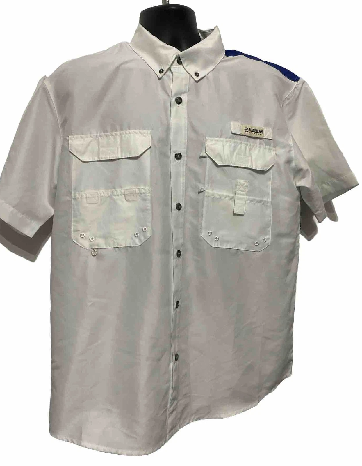 Magellan Outdoor Fish Gear Men’s White USA Vented Fishing Shirt Size M VTD