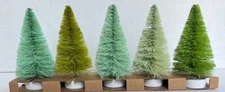 Creative Co-Op Boxed Set 5 Bottle Brush Trees Various Green Colors 4"Tall