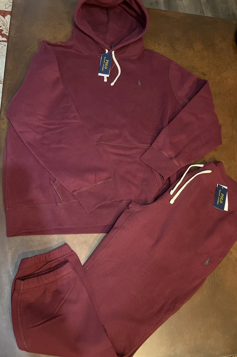 NWT Polo Ralph Lauren Men s Burgundy Jogger Hoodie Double Knit