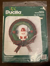 NEW Bucilla Christmas Heirloom Jeweled Stitchery Santa Wreath Felt Applique Kit