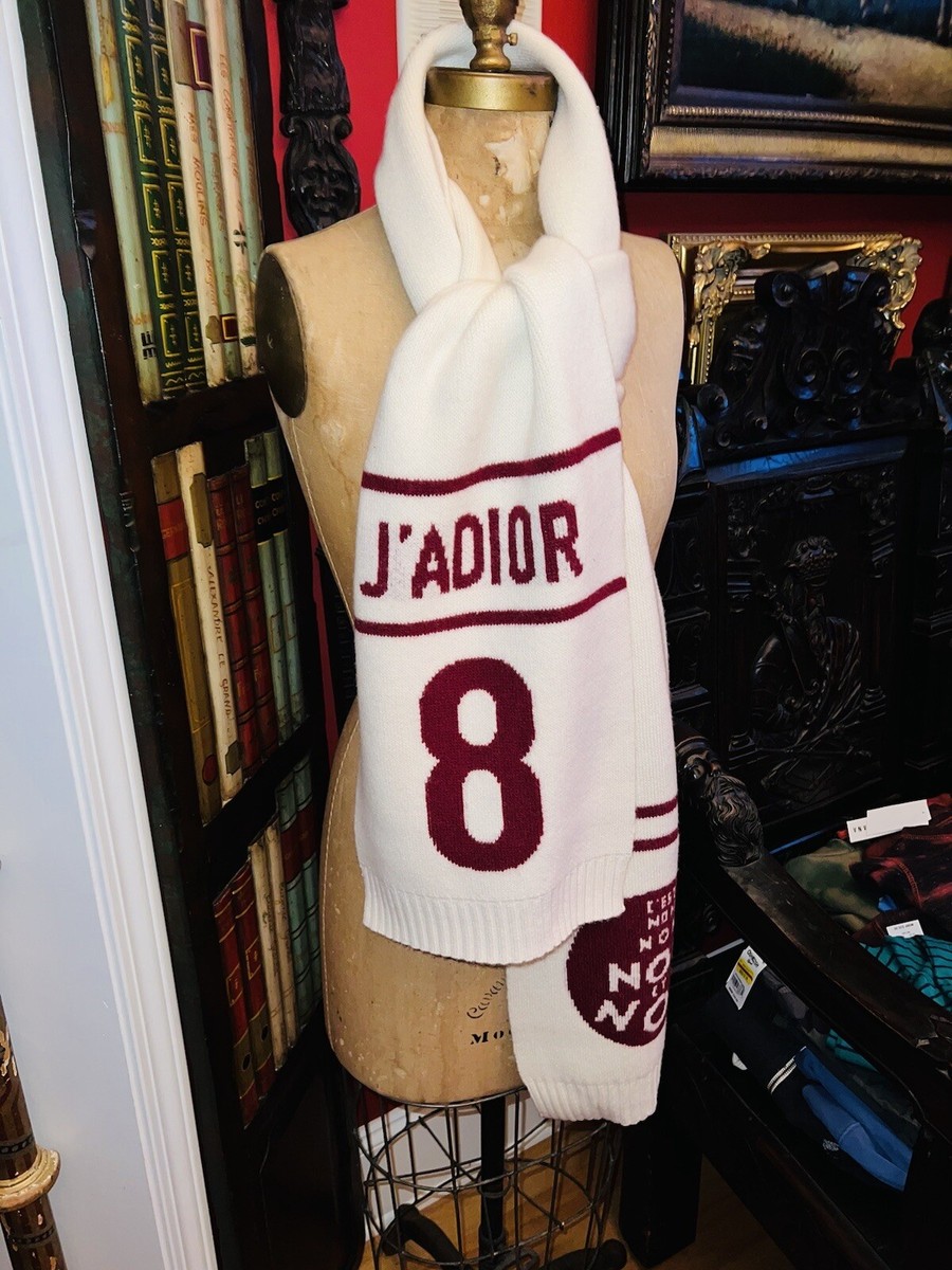 NEW CHRISTIAN DIOR J'ADIOR Burgundy Cream Wool Cashmere Muffler