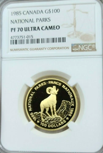 1985 CANADA GOLD $100 NATIONAL PARKS NGC PF 70 ULTRA CAMEO SCARCE PERFECTION