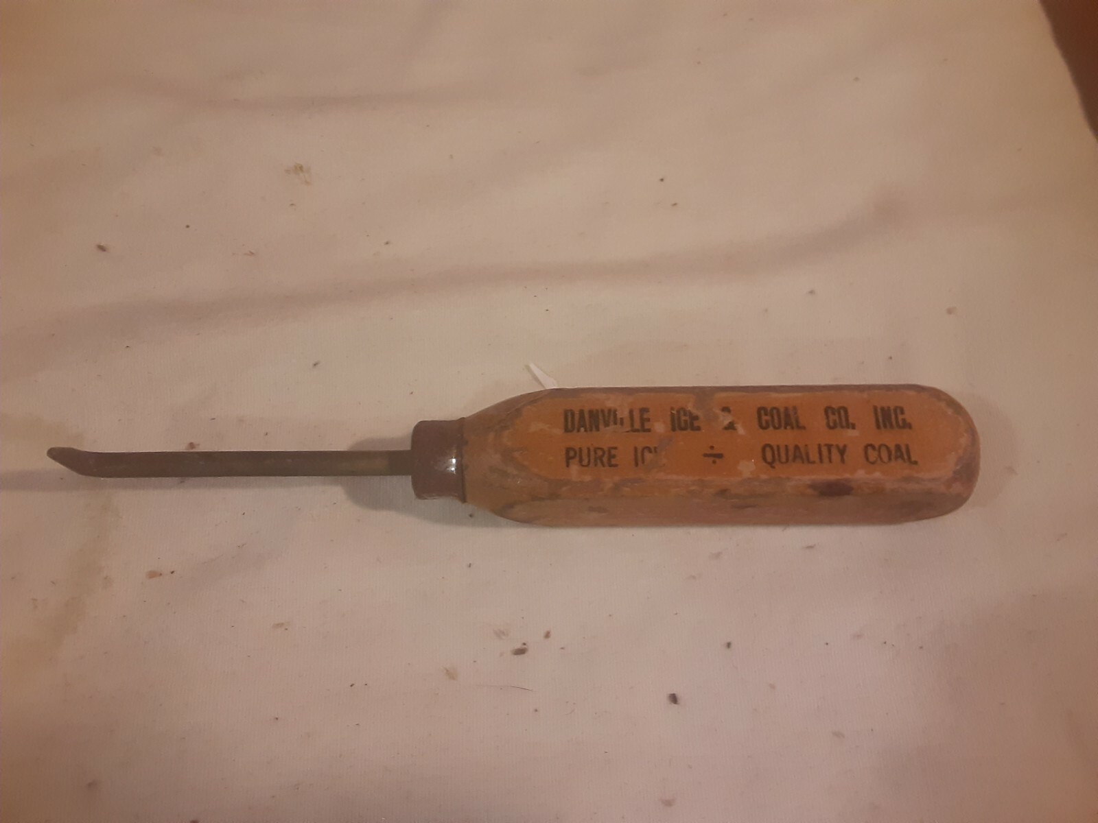 Antique Ice Pick Danville Virginia Wood Handle Advertising IcepickSEE