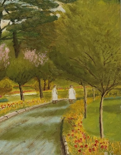 VINTAGE LANDSCAPE OIL PAINTING TRENNANCE GARDENS NEWQUAY CORNWALL R CHARLES - Picture 7 of 24