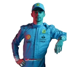 Charles Leclerc Scuderia Ferrari New Model 2024 Blue F1 Race Suit  Miami GP Suit