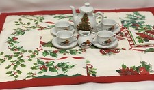 Neiman Marcus Germany Christmas Child Tea Set  Handmade Tablecloth Included