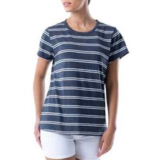 NWT Time and Tru Women's XXL 20 Short Sleeve Slub Knit Crew Tee Navy  White