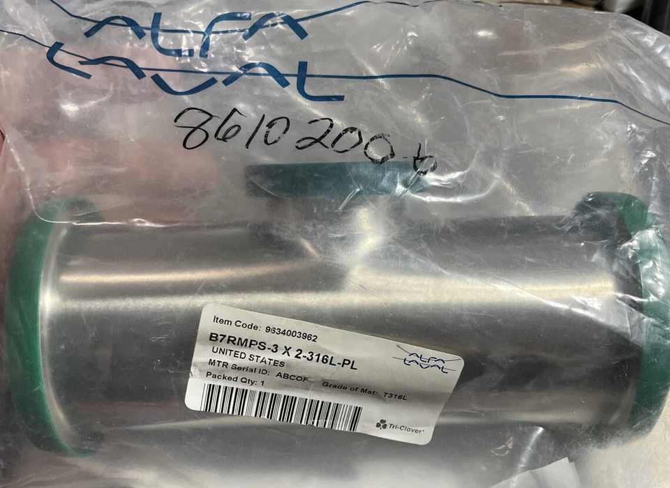 Camiseta reductora de tres abrazaderas Alfa-Laval 3”x2”x3”, montaje Sani, B7RMPS-3 X 2-316L-PL Foto 2 de 4