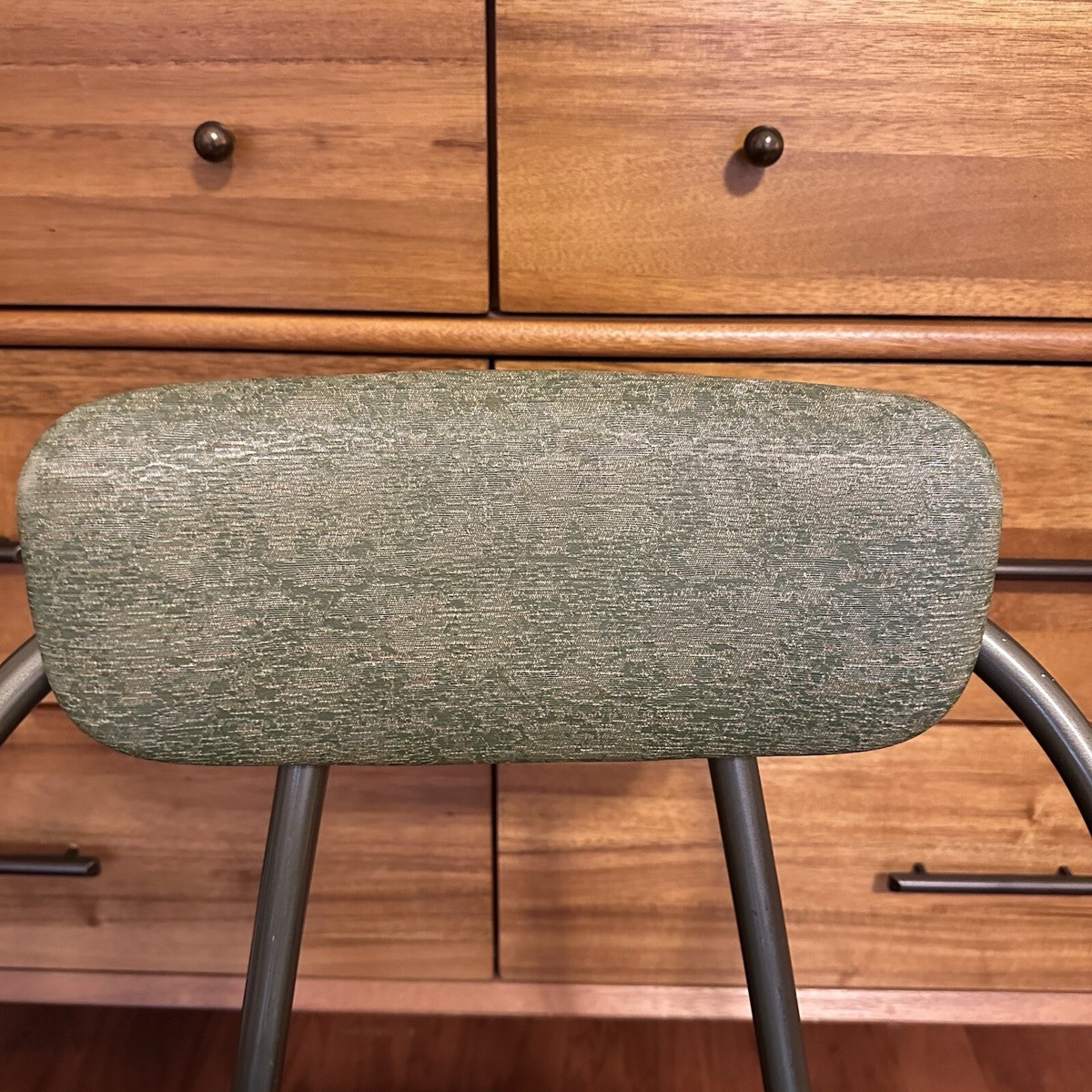 50s Cosco Chair Avocado Green Metal Vinyl Padded Seat Folding