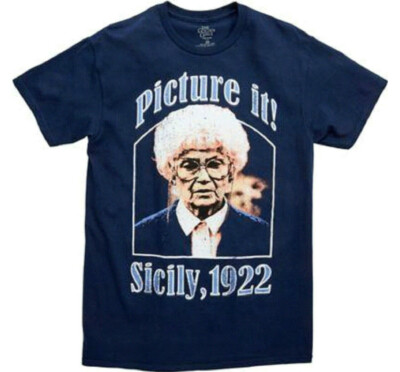 Golden Girls Sophia Picture It! Junior Women's Navy T-Shirt Tee NWT