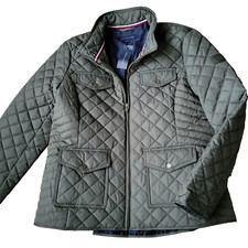 NWT 119 WOMENS TOMMY HILFIGER OLIVE GREEN QUILTED ZIPPER  POCKETS JACKET  L