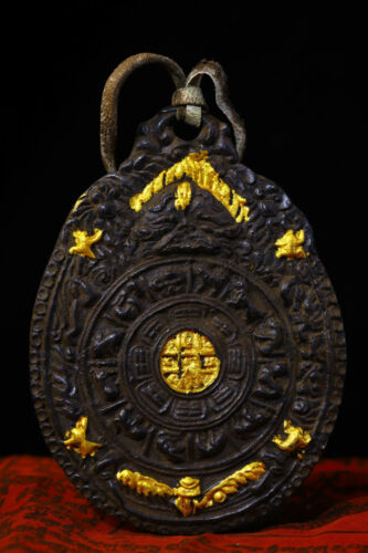 11 cm Tibet Buddhismus Messing Chinesischer Tierkreis Anhänger Amulett Handarbeit Halskette - Bild 1 von 9