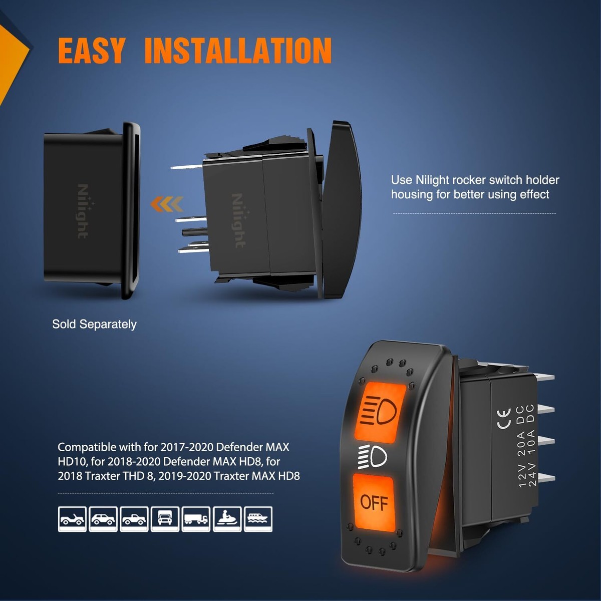 switchライト LED Light Rocker Switch On Off 12V for Polaris Ranger/ RZR 800