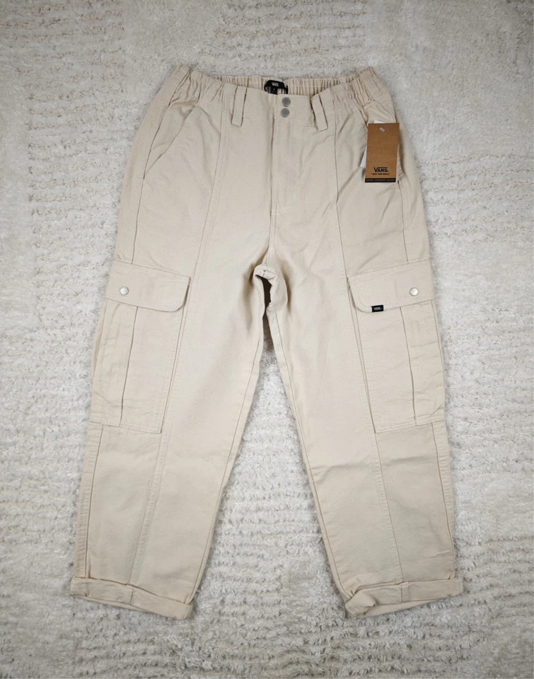 VANS – Pantalon Baggy Cargo Femme Coton Beige – Détails Rouges – Tailles S et M - Photo 1/4