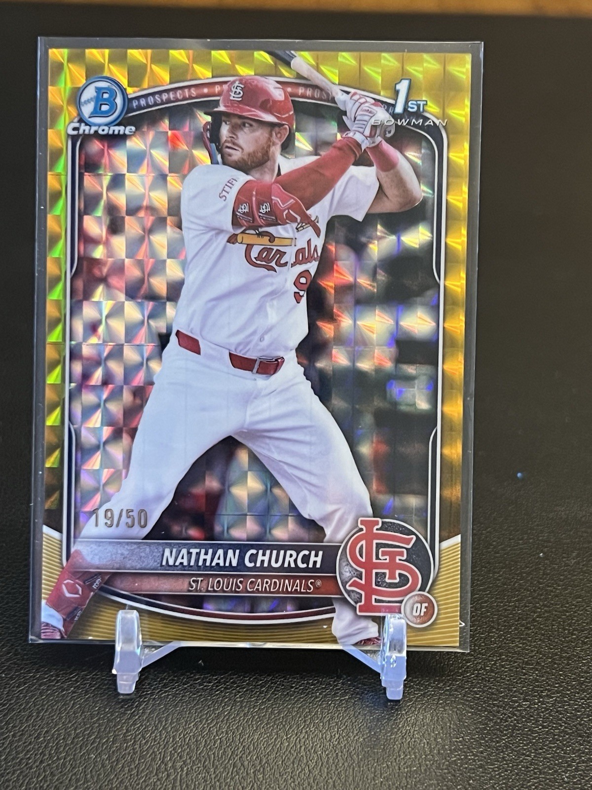 Nathan Church 2025 Bowman Chrome - 1st Gold Geometric /50 SP - Cardinals