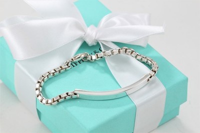 Tiffany & Co. Sterling Silver Venetian I.D. Box Link 7'' Chain Bracelet